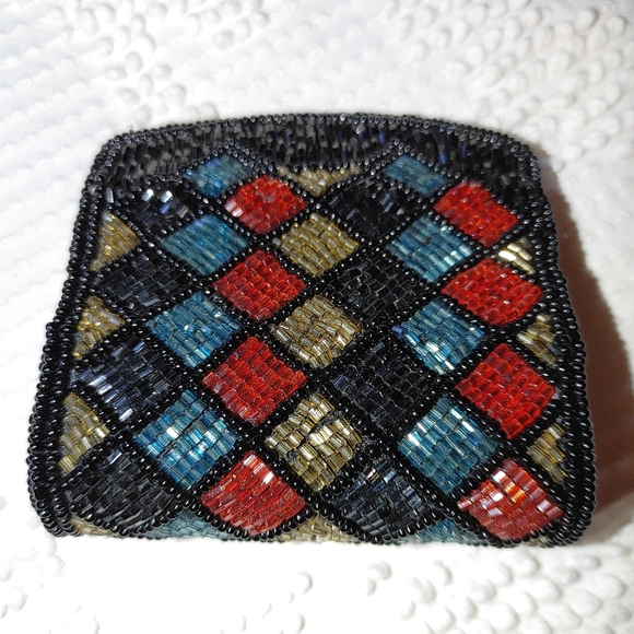 Vintage Hato Hasi beaded lipstick case and mirror - Picture 4 of 4